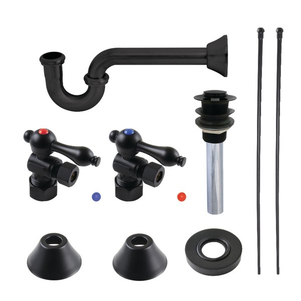 Kingston Brass Plumbing Sink Trim Kit with PTrap and Drain, Matte Black CC53300VKB30